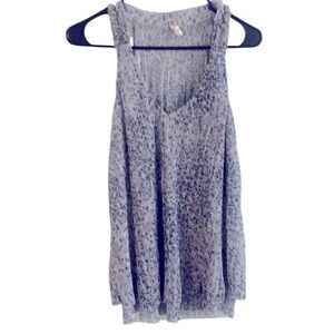 Anthropologie Leopard Print Ribbed Purple Metallic Shimmer Tank Blouse Size M